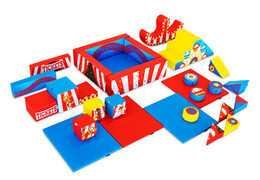 Zestaw XXL Softplay w temacie Rollercoaster z kolorowymi klockami do zabawy