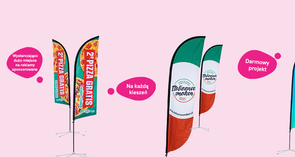 flagi plażowe z logo i identyfikacji wizualnej jako nośnik reklamy dla Twojej firmy lub wydarzenia