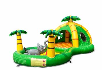 Opblaasbaar halfopen play fun springkussen kopen in thema playzone jungle oerwoud voor kinderen. Bestel springkussens online bij JB Inflatables Nederland 