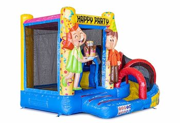 Klein overdekt opblaasbaar springkasteel met glijbaan kopen in thema feest party voor kinderen. Bestel opblaasbare springkastelen online bij JB Inflatables Nederland