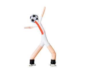 Koop nu online de skyman airdancer met 2 benen en 3d bal van 6m hoog in rood wit bij JB Inflatables Nederland. Alle standaard opblaasbare skydancers worden razendsnel geleverd