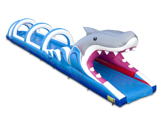 Spektakularna dmuchana zjeżdżalnia na brzuch rekina o długości 18 metrów dla dzieci. Kup nadmuchiwane ślizgacze brzucha już teraz online w JB Dmuchańce Polska