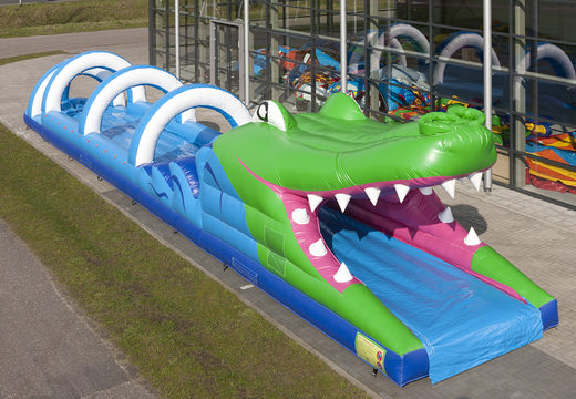 Spektakularna dmuchana zjeżdżalnia z krokodyla o długości 18 metrów dla dzieci. Kup nadmuchiwane ślizgacze brzucha już teraz online w JB Dmuchańce Polska
