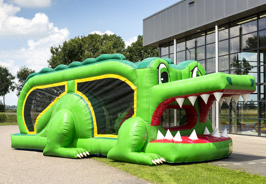 Na sprzedaż duży skakaniec dmuchany zielony tunel krokodyl 3D do wpinaczki i skoków dla dzieci. Zamów online niepowtarzalne obiekty do atrakcyjnych imprez z opcją dostawy od JB Dmuchance