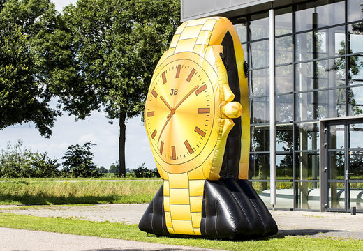 Kup nadmuchiwany złoty zegarek o wysokości 4 metrów. Zamów dmuchane zamki już teraz online w JB Dmuchańce Polska