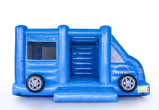 Kupuj wykonane na zamówienie niebieskie nadmuchiwane zamki dostawcze Man Truck and Bus w różnych kształtach i rozmiarach w JB Dmuchańce Polska; Specjalista od nadmuchiwanych artykułów reklamowych, takich jak wykonane na zamówienie dmuchane zamki na wymiar