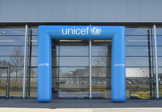 Zamów start-meta reklamowy UNICEF na zamówienie na imprezy w JB Dmuchańce Polska; specjalista od nadmuchiwanych spersonalizowany łuk  reklamowych