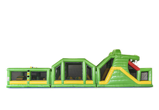 Tor przeszkód o długości 19 metrów w stylu krokodyla z dopasowanymi obiektami 3D dla dzieci. Zamów nadmuchiwane tory przeszkód już teraz online w JB Dmuchańce Polska