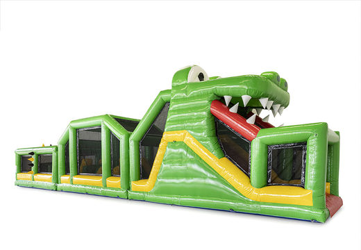 Zamów tor przeszkód o długości 19 metrów w stylu krokodyla z odpowiednimi obiektami 3D dla dzieci. Kup nadmuchiwane tory przeszkód online już teraz w JB Dmuchańce Polska