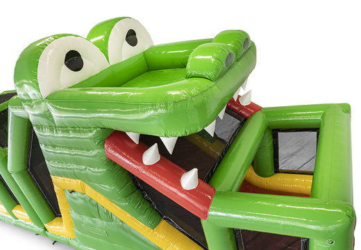 Zamów modułowy tor przeszkód krokodyli o długości 19 metrów z odpowiednimi obiektami 3D dla dzieci. Kup nadmuchiwane tory przeszkód online już teraz w JB Dmuchańce Polska
