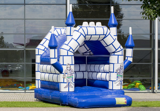 Mały bounce house niebieski biały motyw zamku na sprzedaż dla dzieci w JB Dmuchańce Polska online