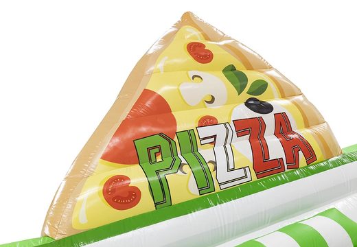 Na sprzedaż dmuchany zielony foodtruck z motywem pizzy z opcją naniesienia własnej reklamy i nadruku.  Zamów dmuchańce z certyfikatem od producenta trwałych obiektów dmuchanych JB Dmuchance  