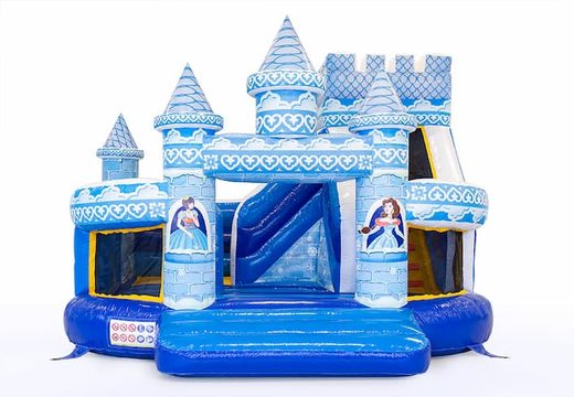 Kup niebieski wielofunkcyjny dmuchany zamek Funcity Princess ze zjeżdżalnią dla dzieci. Zamów dmuchane zamki online w JB Dmuchańce Polska