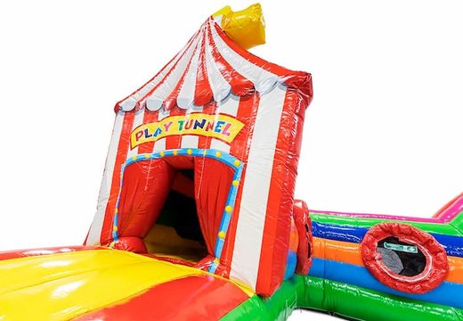 Zamów dmuchany zamek tunelowy w stylu cyrkowym dla dzieci. Kup dmuchane zamki online w JB Dmuchańce Polska