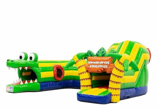 Kup nadmuchiwany tunel do zabawy w domu z dmuchanym zamkiem do raczkowania w motywie krokodyla dla dzieci. Zamów dmuchane zamki online w JB Dmuchańce Polska