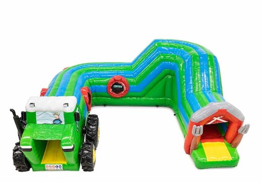 Kup dmuchany zamek w tunelu Playfun z motywem traktora dla dzieci. Zamów dmuchane zamki online w JB Dmuchańce Polska
