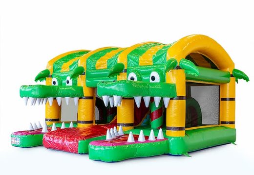 Kryty, wielofunkcyjny dmuchany zamek krokodyl o unikalnych wzorach, ze zjeżdżalnią i obiektami 3D dla dzieci. Zamów dmuchane zamki online w JB Dmuchańce Polska
