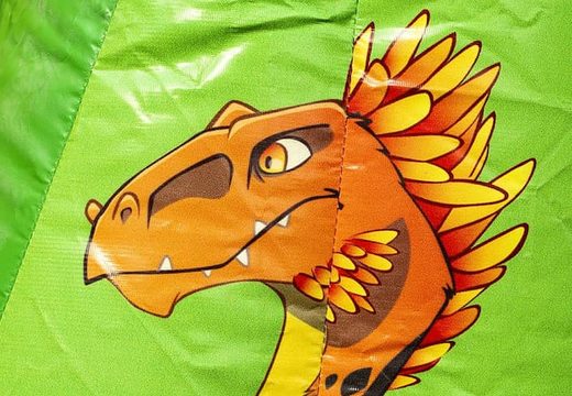Mały leżaczek z daszkiem do kupienia w zielono-pomarańczowym motywie z dinozaurem. Dostępne w JB Dmuchańce Polska online