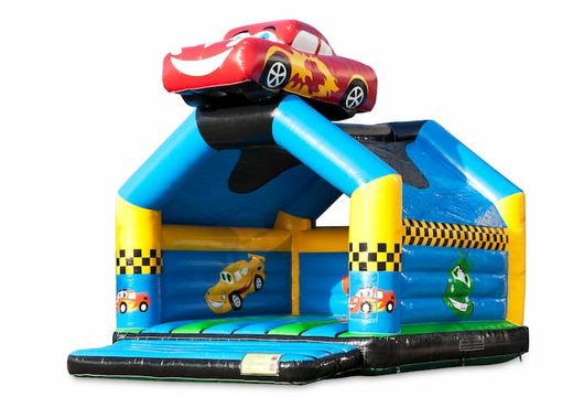 Kup duży kryty dmuchany zamek w motywie samochodowym dla dzieci. Dostępne w JB Dmuchańce Polska online