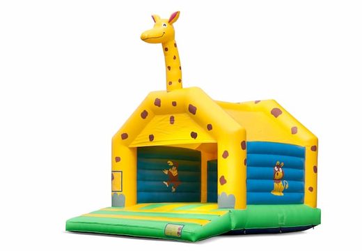 Kup duży kryty dmuchany zamek z motywem żyrafy dla dzieci. Dostępne w JB Dmuchańce Polska online