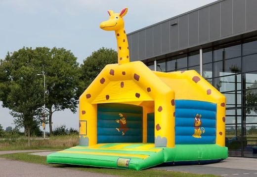Super dmuchany zamek z dachem z motywem żyrafy dla dzieci. Kup dmuchane zamki online w JB Dmuchańce Polska