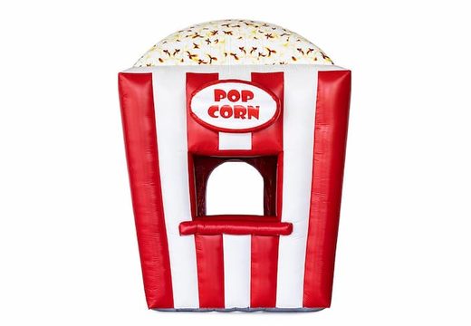 Na sprzedaż dmuchany stand budka do sprzedaży popcornu w czerwono-białe pasy. Zamów online ciekawe personalizowane obiekty dmuchane do twojej firmy od JB Dmuchance Polska 