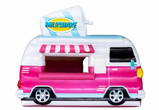 Zamów online dmuchany różowy samochód food truck z motywem shakea waniliowego na dachu. Kup trwałe dmuchane obiekty od producenta JB Dmuchance Polska
