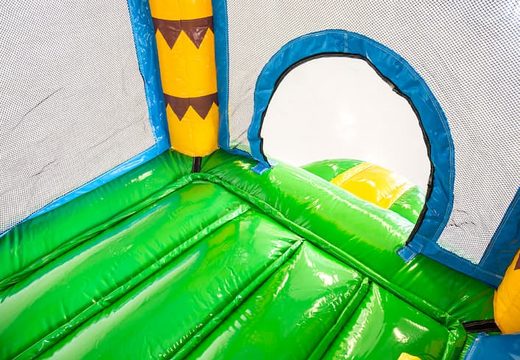 Mini dmuchany zamek do zabawy w stylu dżungli ze zjeżdżalnią dla dzieci. Zamów nadmuchiwane dmuchane zamki online w JB Dmuchańce Polska