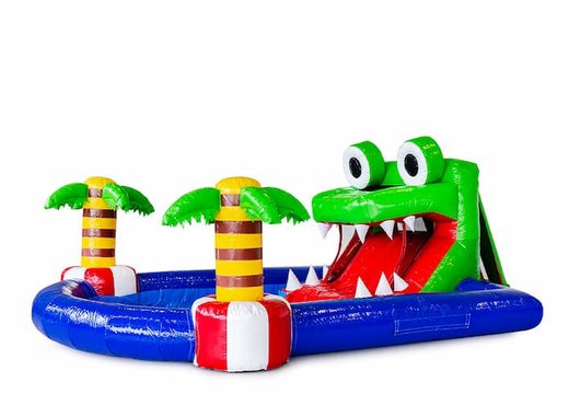 Dmuchany zamek w mini parku ze zjeżdżalnią i basenem w stylu krokodyla dla dzieci. Kup dmuchane zamki online w JB Dmuchańce Polska