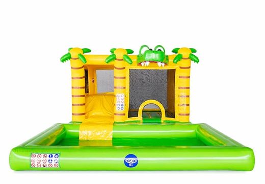 Na sprzedaż dmuchany zamek żółto zielony krokodyl Multi Splash ze zjeżdżalnią i kąpielą wodną.Kup najlepsze dmuchańce do zabaw na świeżym powietrzu dla dzieci w JB Dmuchance