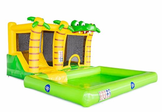 Opblaasbaar Multi Splash Bounce Krokodil luchtkussen met waterbad kopen in thema krokodil croco voor kinderen bij JB Inflatables