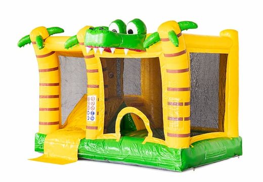 Opblaasbaar Multi Splash Bounce Krokodil springkussen met waterbad te koop in thema krokodil croco voor kinderen bij JB Inflatables