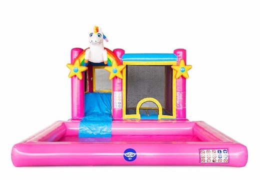 Kup nadmuchiwany zamek Multi Splash Bounce Jednorożec z basenem i różowym jednorożcem tecza dla dzieci. Najlepsze dmuchańce w Europie w JB Dmuchance