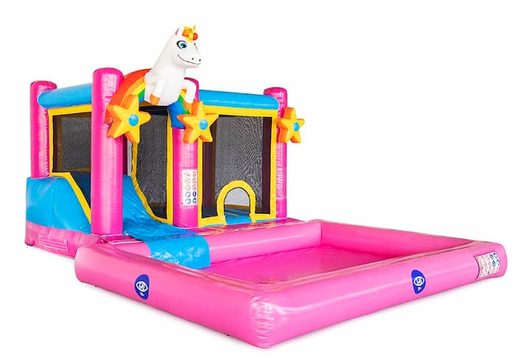 Kup nadmuchiwany zamek Multi Splash Bounce Jednorożec z basenem i różowym jednorożcem tęcza dla dzieci. Najlepsze dmuchańce w Europie w JB Dmuchance