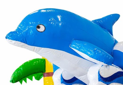 Kup mini nadmuchiwany, wielozadaniowy dmuchany zamek w niebieskim delfinach ze zjeżdżalnią dla dzieci. Nadmuchiwane dmuchane zamki na sprzedaż w JB Dmuchańce Polska