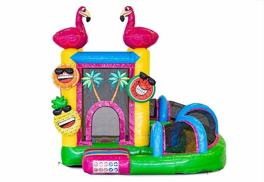 Zamów mini ze zjeżdżalnią dmuchany zamek w kształcie flaminga dla dzieci. Kup dmuchane zamki do skakania online w JB Dmuchańce Polska