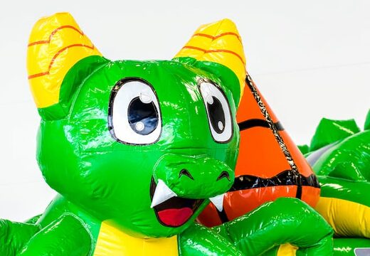 Leżaczek ze zjeżdżalnią z motywem smoka, zabawnymi przedmiotami na powierzchni do skakania i przyciągającymi wzrok obiektami 3D dla dzieci. Kup nadmuchiwane leżaczki online w JB Dmuchańce Polska