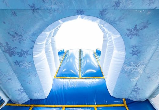 Leżaczek z motywem lodu ze zjeżdżalnią i obiektami 3D w środku dla dzieci. Kup nadmuchiwane leżaczki online w JB Dmuchańce Polska