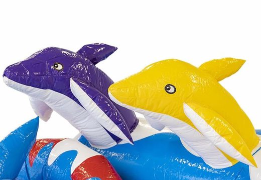 Zamów nadmuchiwany leżaczek z motywem delfina w kolorze niebieskim dla dzieci