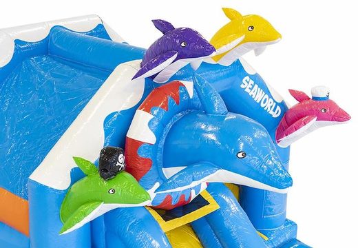 Nadmuchiwany leżaczek ze zjeżdżalnią i delfinami w wielu kolorach na sprzedaż dla dzieci