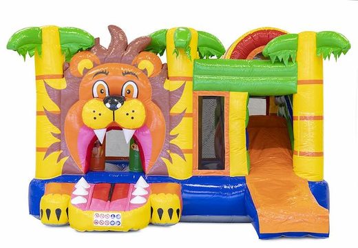 Wielofunkcyjny dmuchany zamek z motywem lwa ze zjeżdżalnią i przeszkodami na sprzedaż dla dzieci