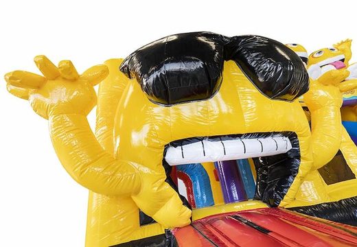 Kup nadmuchiwany leżaczek ze zjeżdżalnią w kolorze żółtym z emotikonami dla dzieci