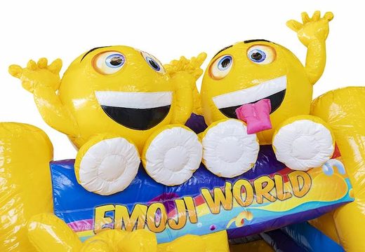 Nadmuchiwany leżaczek ze zjeżdżalnią w kolorze żółtym z emotikonami na sprzedaż dla dzieci
