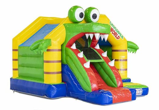 Zamów nadmuchiwany dmuchany zamek ze zjeżdżalnią w motywie krokodyla dla dzieci