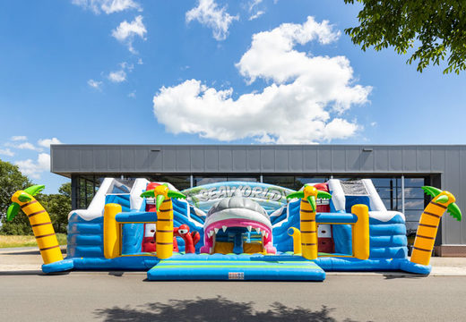 Zamów nadmuchiwany nadmuchiwany park zabaw o długości 15 metrów w motywie podmorskiego świata dla dzieci