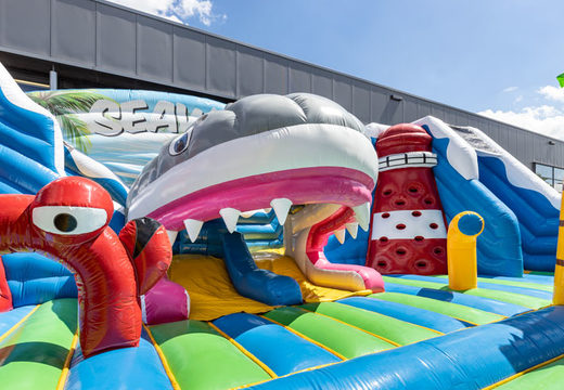 Kup duży nadmuchiwany park zabaw z dmuchanym zamkiem w motywie podmorskiego świata o długości 15 metrów