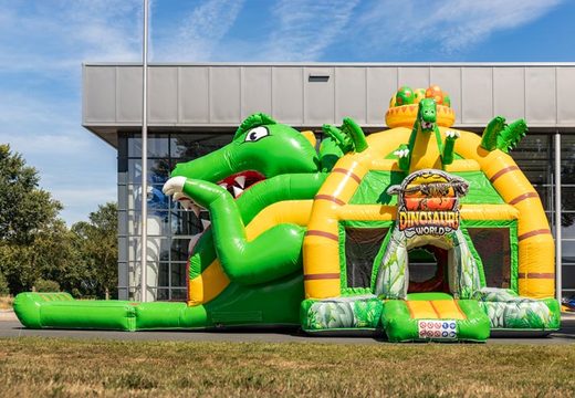 Zamów nadmuchiwany, wielozadaniowy, super dmuchany zamek ze zjeżdżalnią w motywie dinozaura dla dzieci