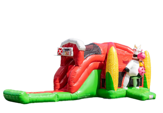 Kup multiplay super nadmuchiwaną poduszkę powietrzną w motywie farmy czerwono-zielonej dla dzieci
