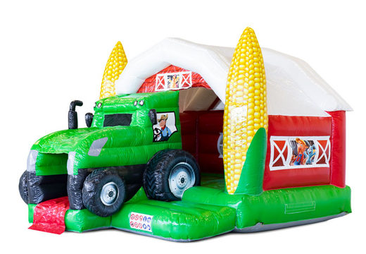 Sprzedam mały kryty nadmuchiwany dmuchany zamek Slide Combo w temacie Traktor dla dzieci. Zamów teraz dmuchane zamki do skakania w JB Dmuchańce Polska