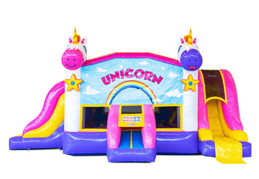 Zamów dmuchany zamek Slide Park Combo Unicorn dla dzieci. Kup teraz dmuchane zamki ze zjeżdżalnią w JB Dmuchańce Polska